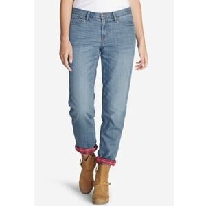 Eddie Bauer Flannel Lined Boyfriend Jeans Womens Size 10 10P Blue Denim Relaxed